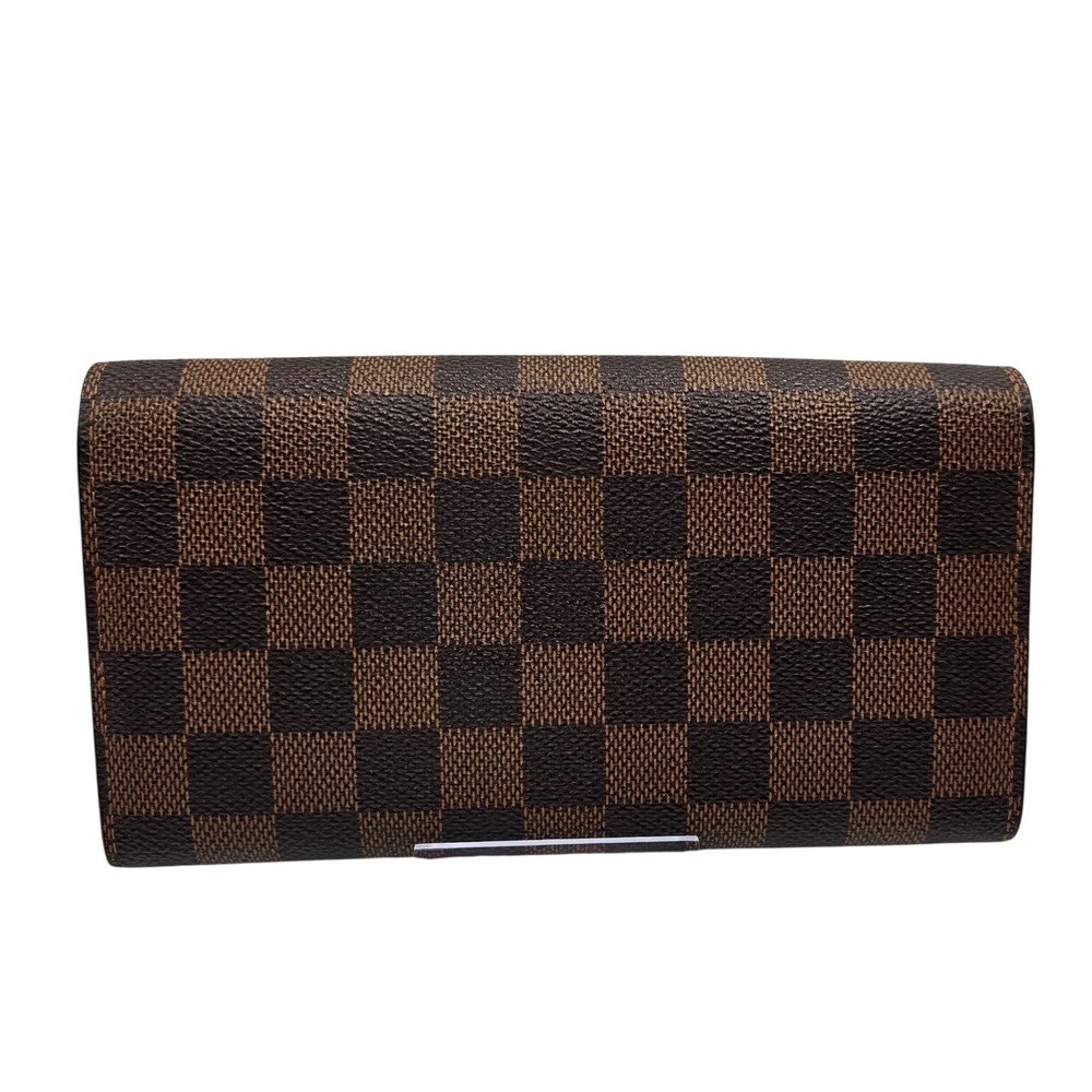 Louis Vuitton Sarah Wallet Damier Ebene Brown Canvas Long Envelope Wallet - Picture 2 of 11